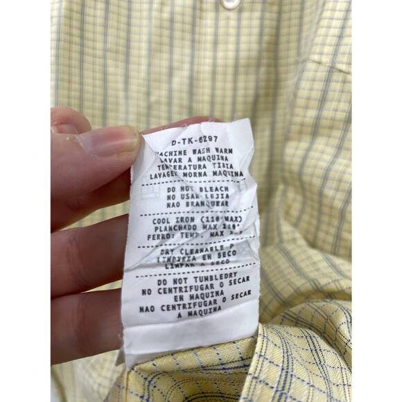 Ermenegildo Zegna Shirts Mens Size Large Button Down Long Sleeve Yellow Blue LOT - Picture 13 of 13